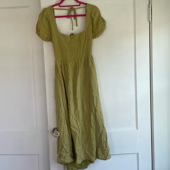 august open back dress in pale lime - Picture 1 of 4